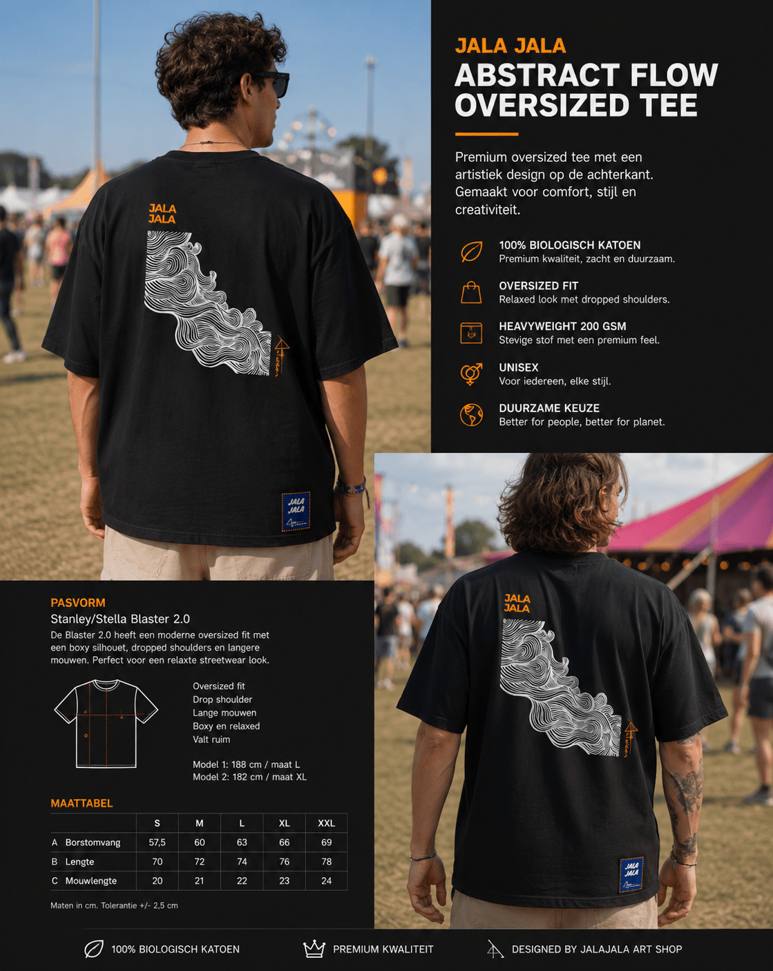 JALA JALA — Abstract Flow Oversized Tee - JalaJala Artshop