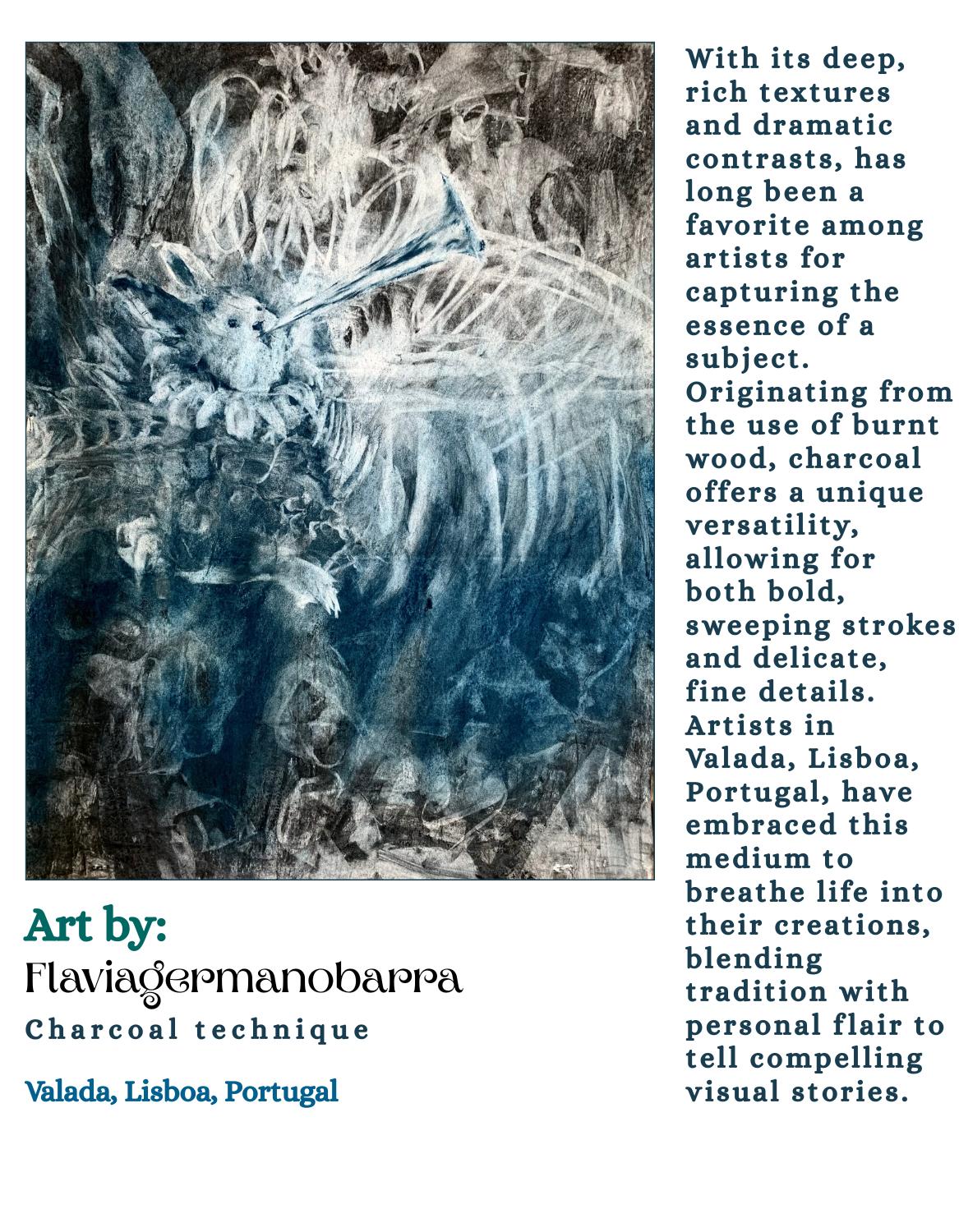Charcoal Dreams – Artistieke T-shirt door Flaviagermanobarra - JalaJala Artshop