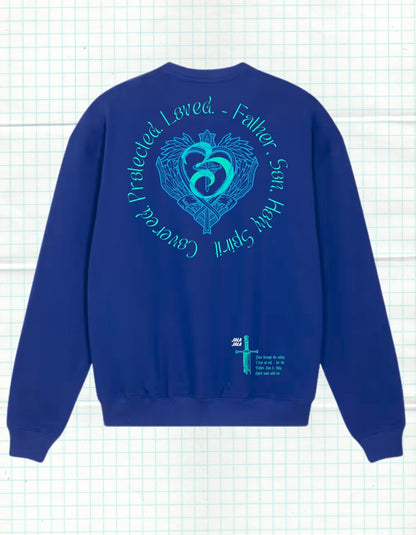 Covered in Spirit – Royal Blue Uniseks Sweater (Ledger Dry) Wegwijzerkampen - JalaJala Artshop