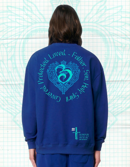Covered in Spirit – Royal Blue Uniseks Sweater (Ledger Dry) Wegwijzerkampen - JalaJala Artshop