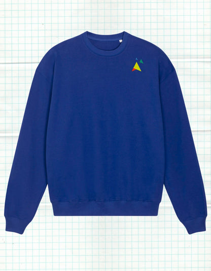 Cross of Grace – Royal Blue Uniseks Sweater (Ledger Dry) Wegwijzerkampen - JalaJala Artshop