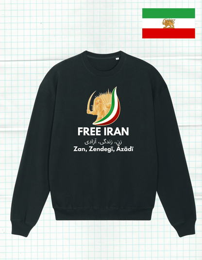 FREE IRAN Sweater – Zan, Zendegi, Azadi | Oversized Uniseks by Jalajala - JalaJala Artshop