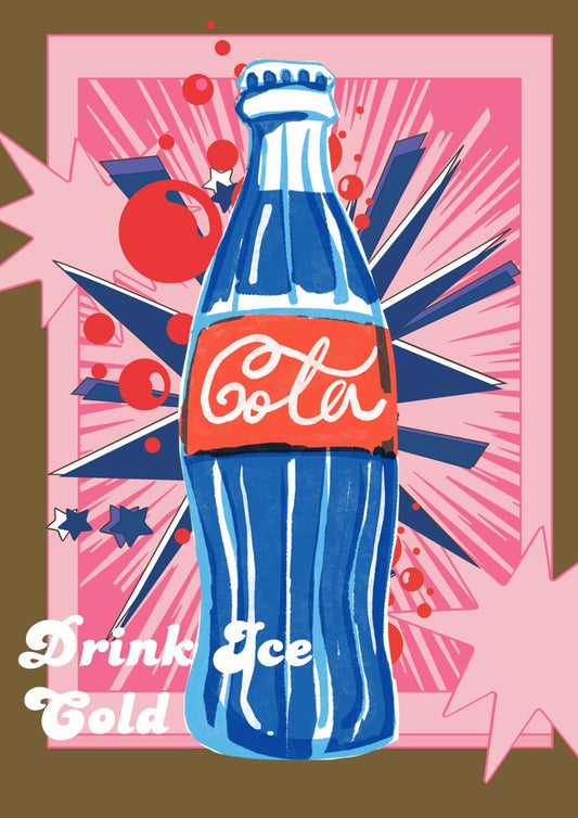 Funky Vintage Cola Poster – Kunst voor aan je muur - JalaJala Artshop