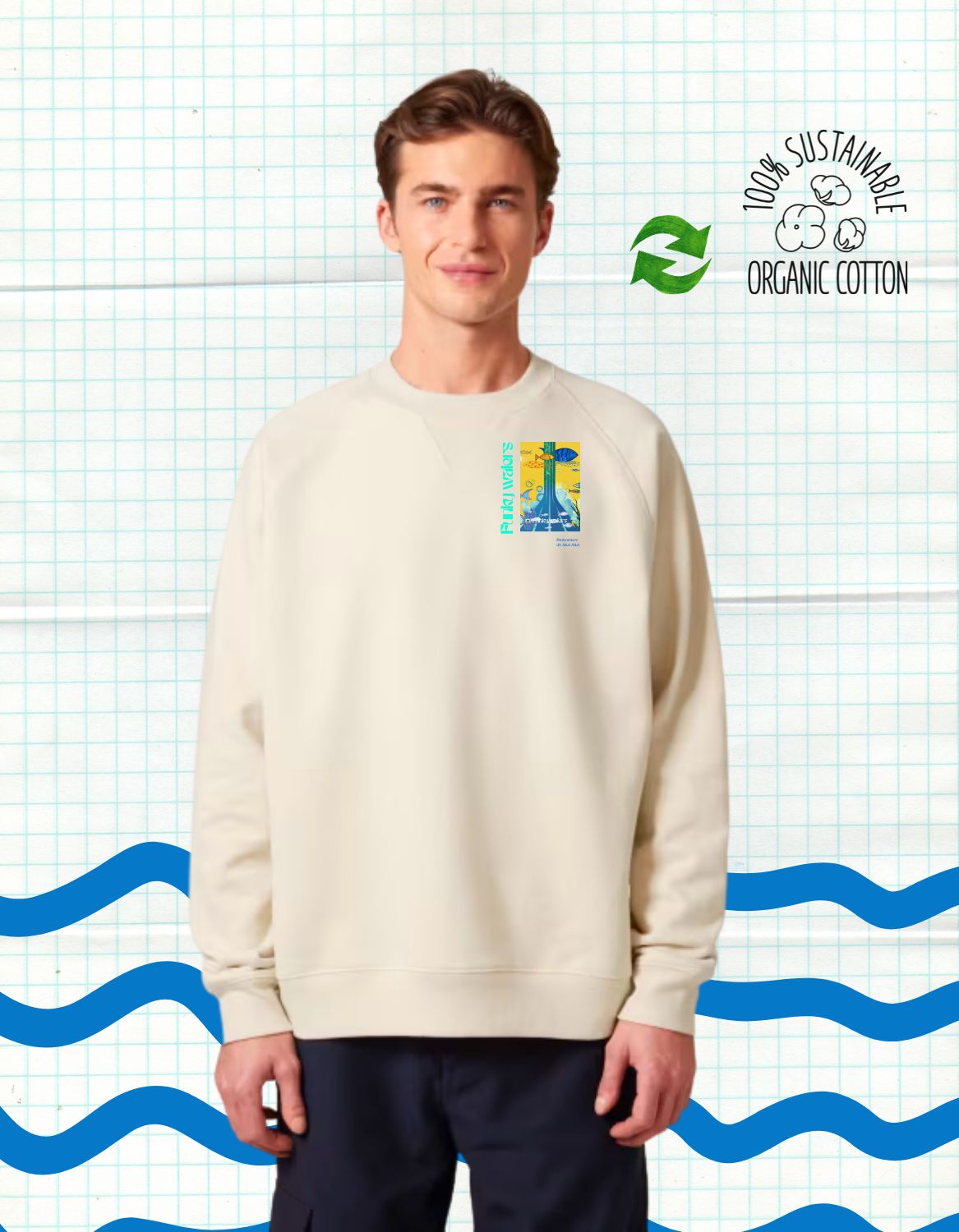 Funky Waters – Premium Biologische Sweater - JalaJala Artshop