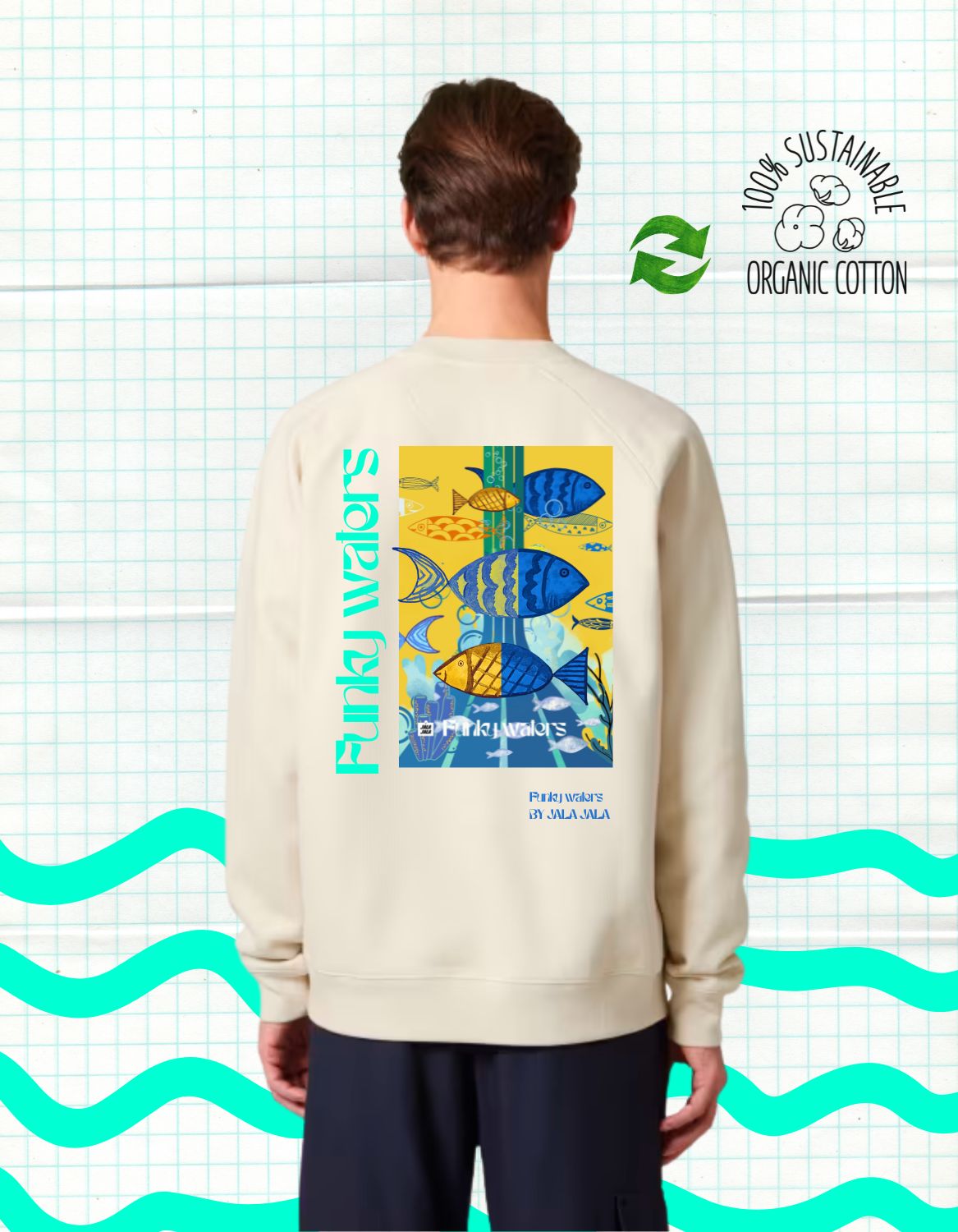 Funky Waters – Premium Biologische Sweater - JalaJala Artshop