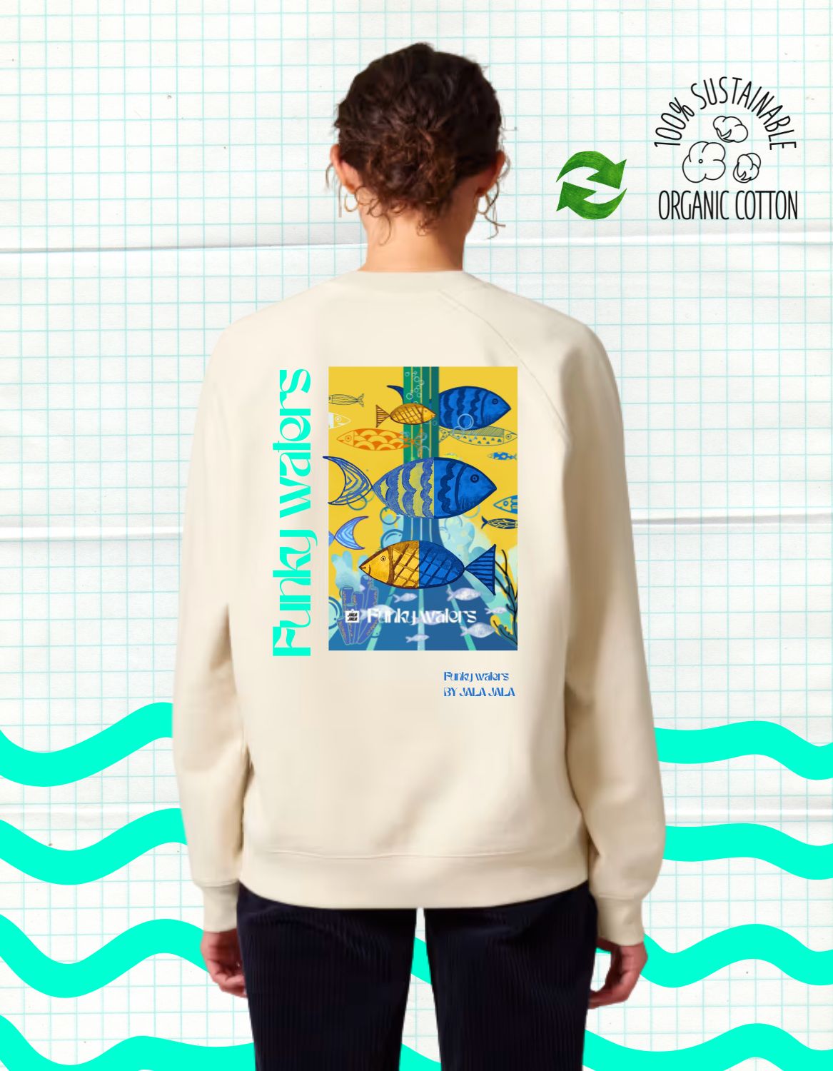 Funky Waters – Premium Biologische Sweater - JalaJala Artshop