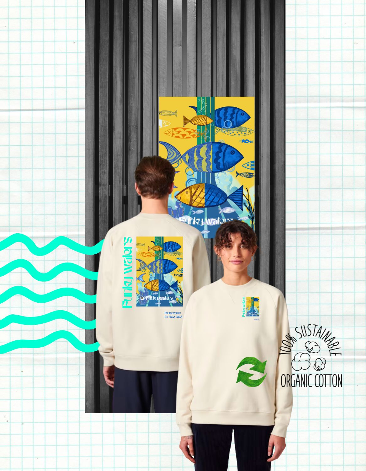Funky Waters – Premium Biologische Sweater - JalaJala Artshop