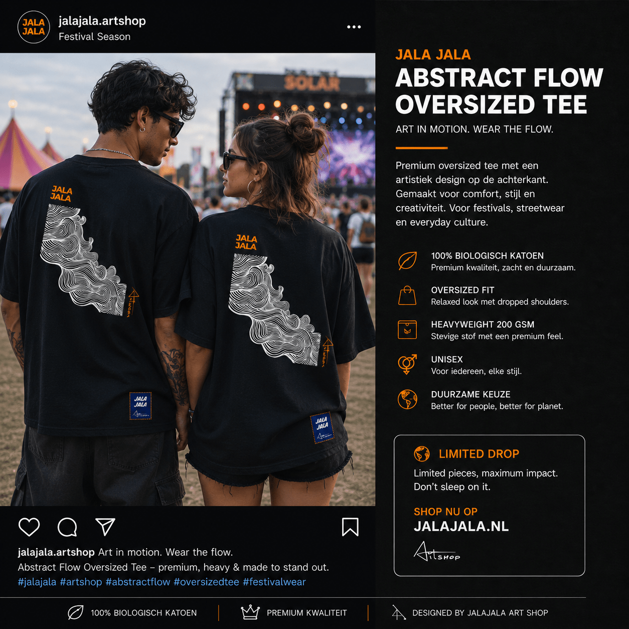 JALA JALA — Abstract Flow Oversized Tee - JalaJala Artshop