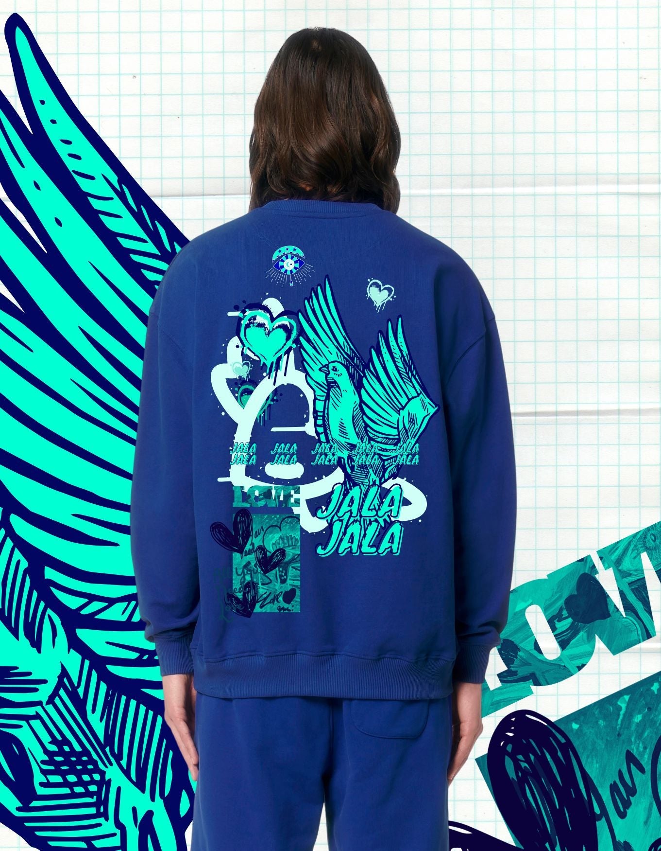 JalaJala Art Sweater Uniseks – Oversized Stanley Stella Ledger Dry | Duurzame Streetwear met Artistiek Design - JalaJala Artshop