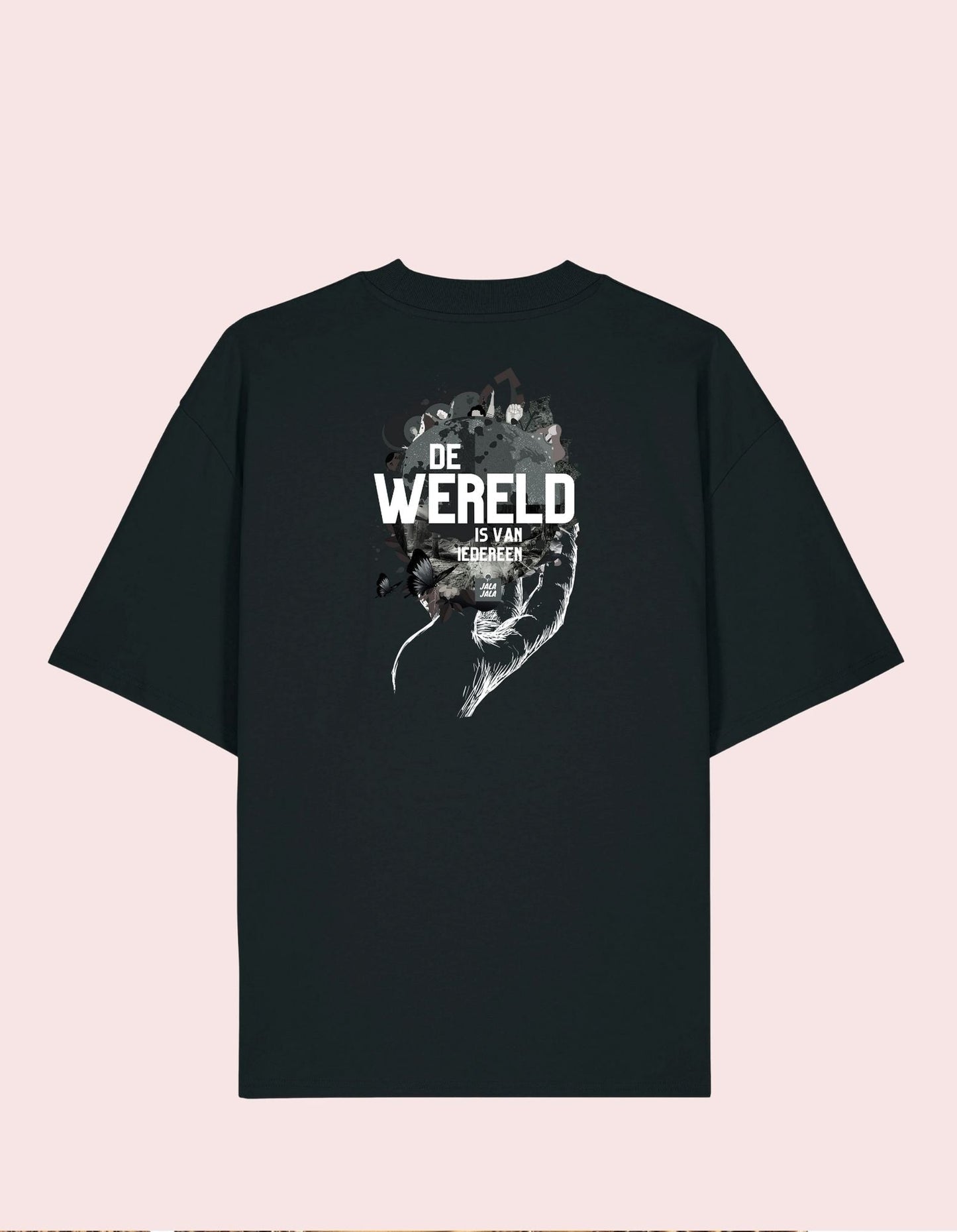 Oversized T-shirt uniseks - De wereld is van iedereen - JalaJala Artshop