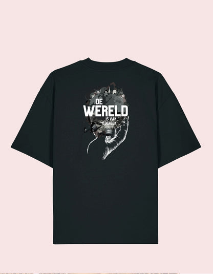Oversized T-shirt uniseks - De wereld is van iedereen - JalaJala Artshop