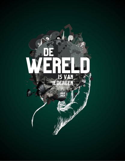 Oversized T-shirt uniseks - De wereld is van iedereen - JalaJala Artshop