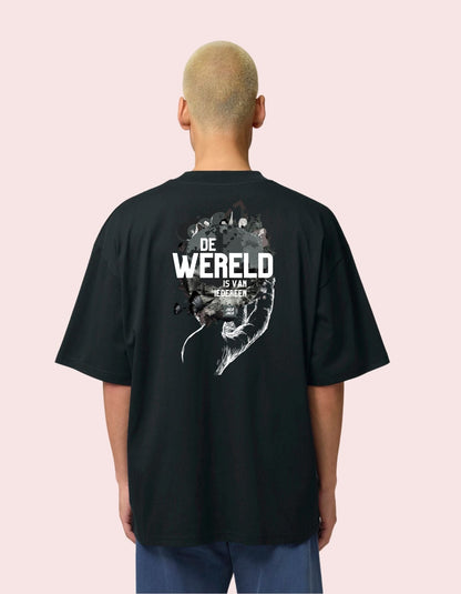Oversized T-shirt uniseks - De wereld is van iedereen - JalaJala Artshop