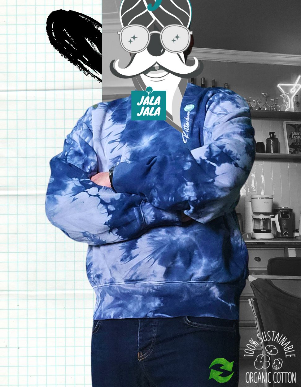 Oversized Tie - Dye Sweater – Blauw | Rotterdam 010 (Limited Edition) - JalaJala Artshop