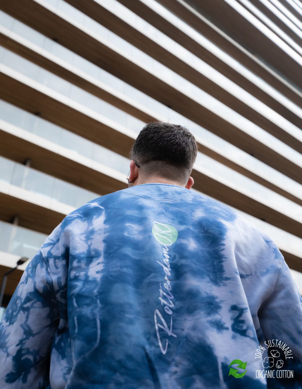 Oversized Tie - Dye Sweater – Blauw | Rotterdam 010 (Limited Edition) - JalaJala Artshop