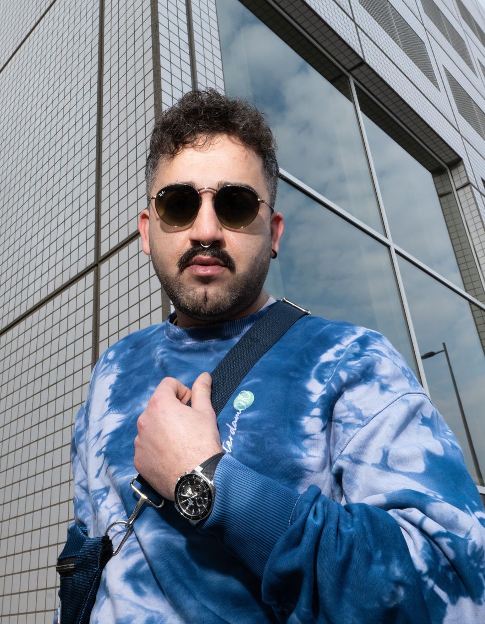 Oversized Tie - Dye Sweater – Blauw | Rotterdam 010 (Limited Edition) - JalaJala Artshop