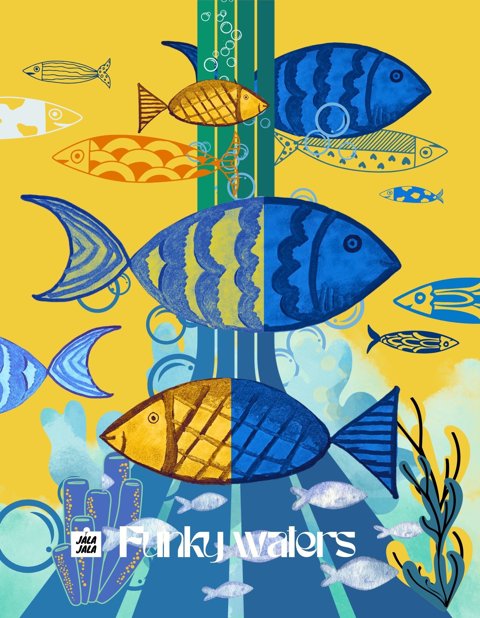 Poster Funky Waters – Een Duik in Creativiteit met een kunst poster - JalaJala Artshop