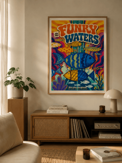 Poster Funky Waters – Een Duik in Creativiteit met een kunst poster - JalaJala Artshop