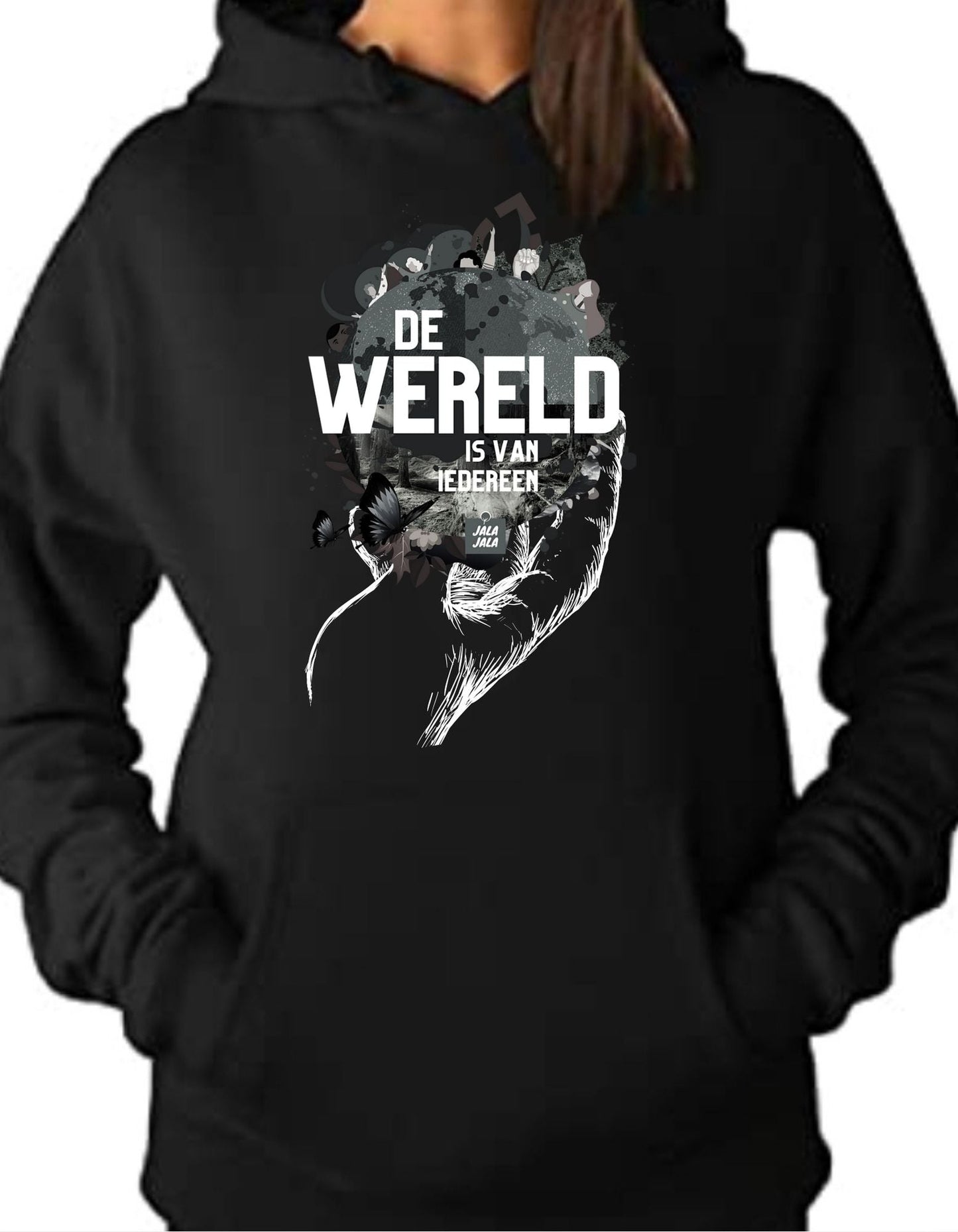 Premium Hoodie – De Wereld Is Van Iedereen | JalaJala - JalaJala Artshop