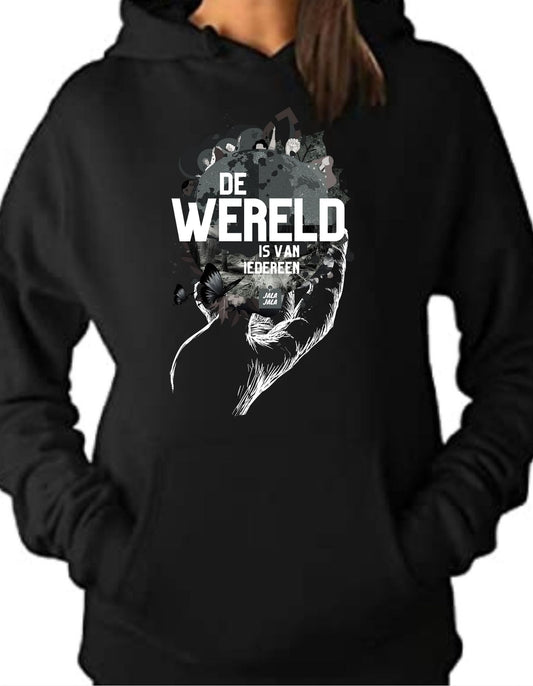 Premium Hoodie – De Wereld Is Van Iedereen | JalaJala - JalaJala Artshop