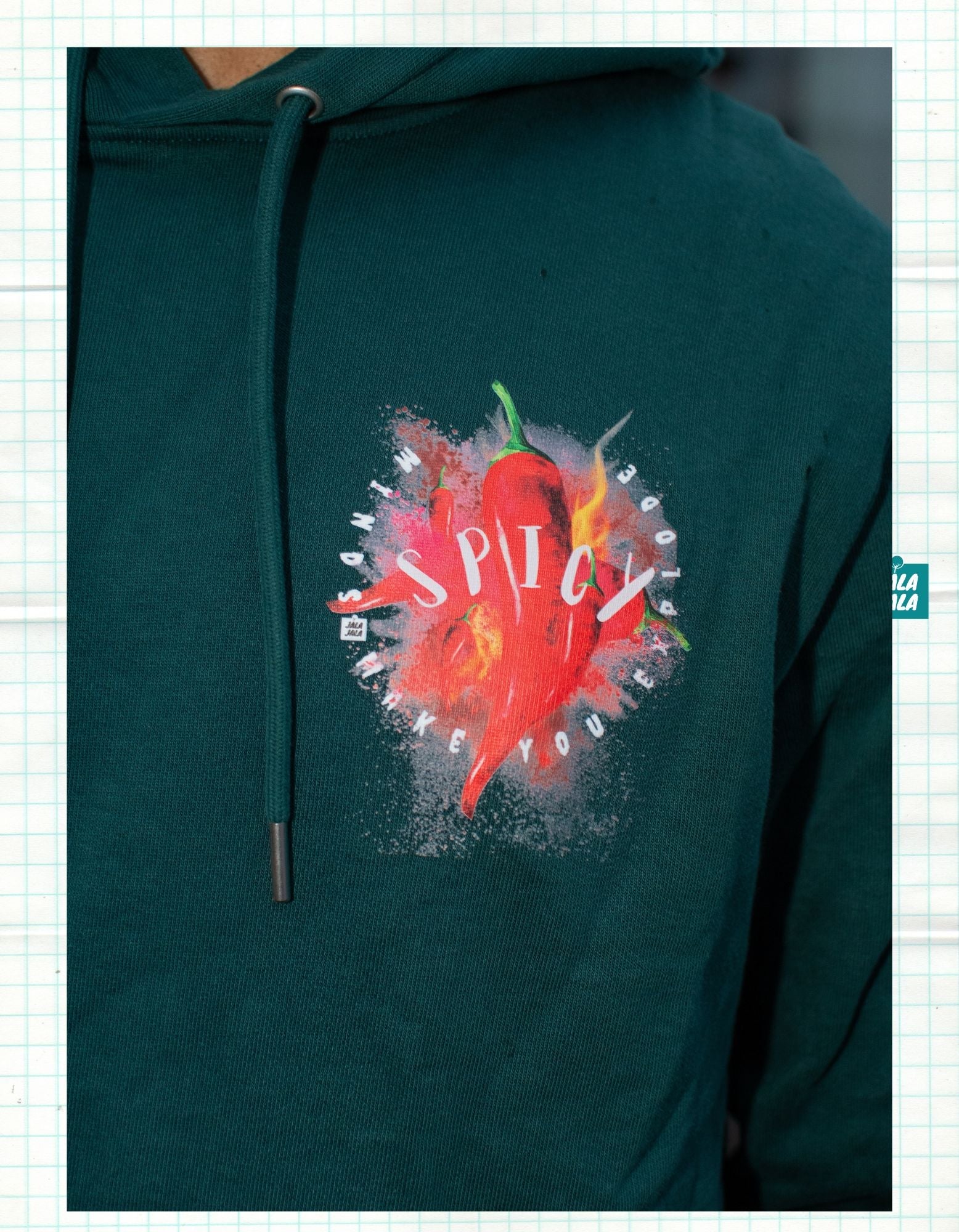 Spicy Minds Hoodie – Kunstzinnig Statement in Groen limited edition unisek hoodie - JalaJala Artshop