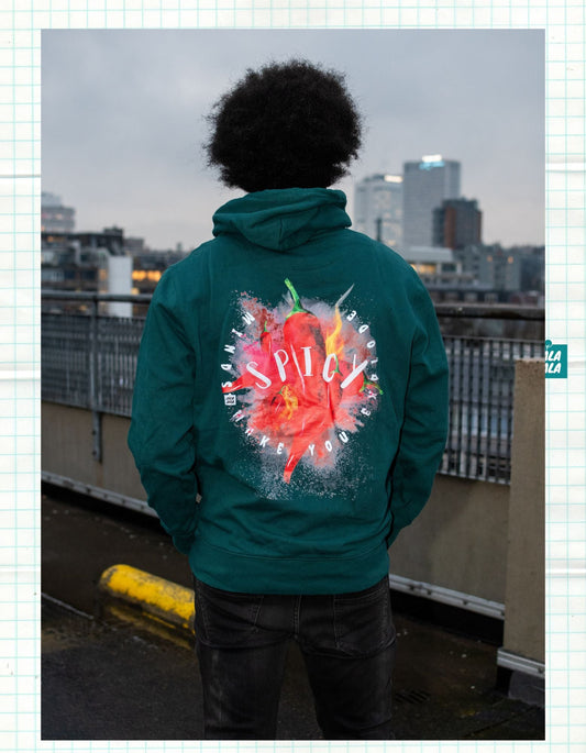Spicy Minds Hoodie – Kunstzinnig Statement in Groen limited edition unisek hoodie - JalaJala Artshop