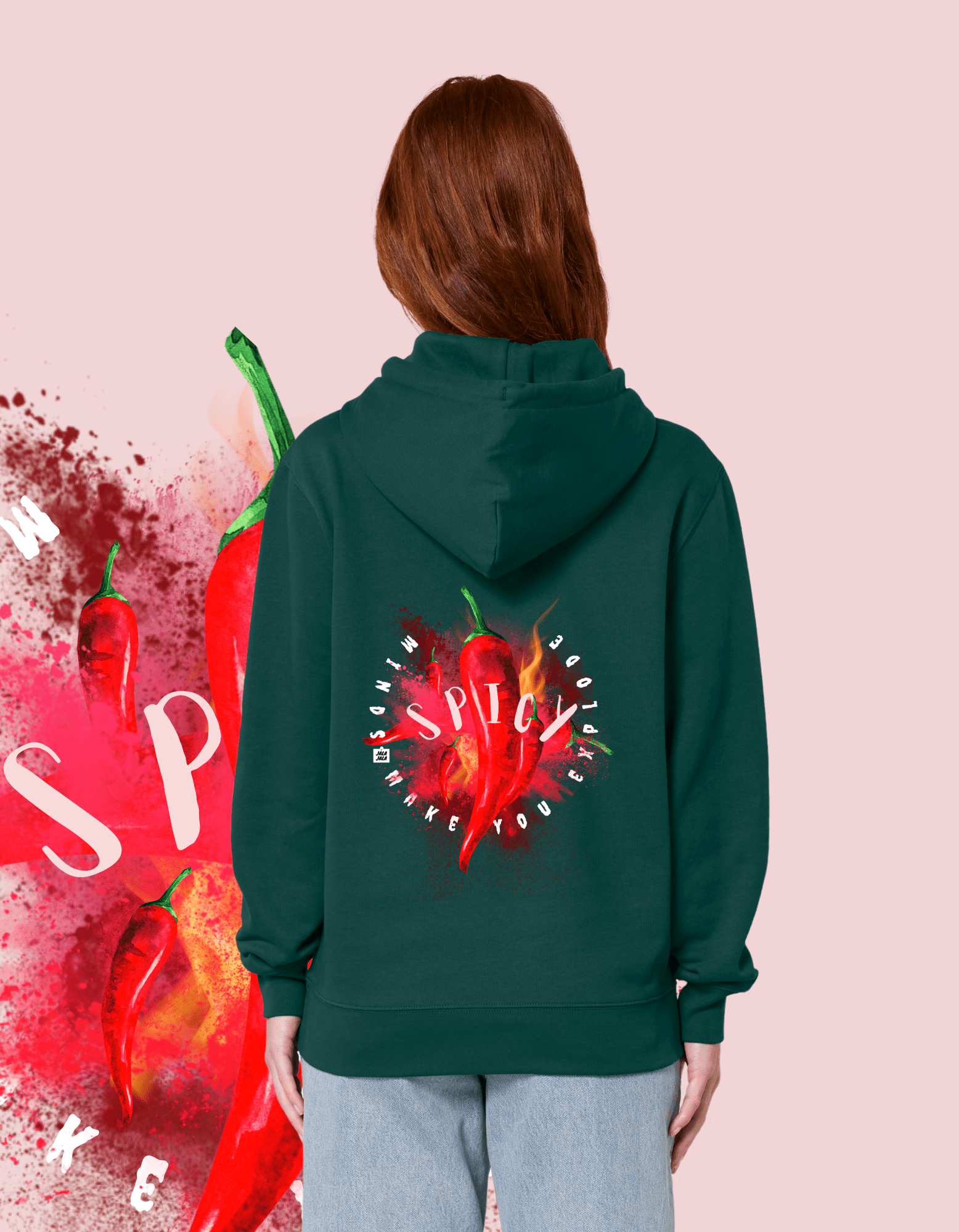 Spicy Minds Hoodie – Kunstzinnig Statement in Vintage Black limited edition unisek hoodie - JalaJala Artshop