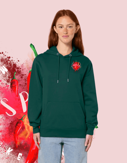 Spicy Minds Hoodie – Kunstzinnig Statement in Vintage Black limited edition unisek hoodie - JalaJala Artshop