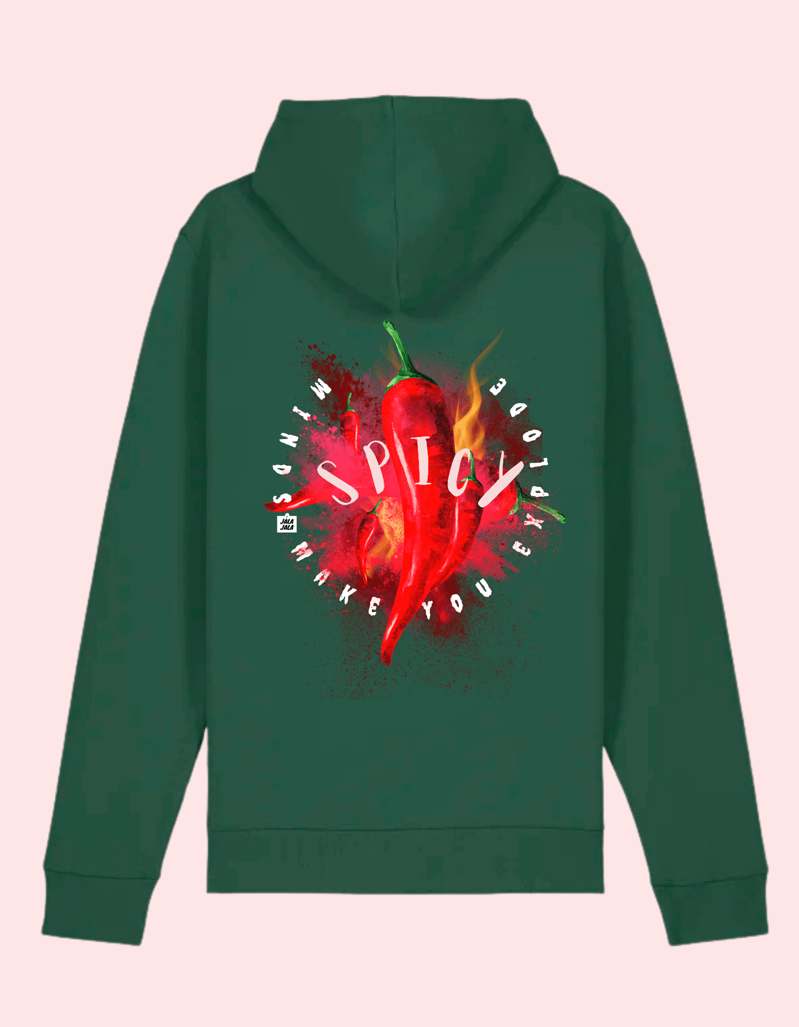 Spicy Minds Hoodie – Kunstzinnig Statement in Vintage Black limited edition unisek hoodie - JalaJala Artshop