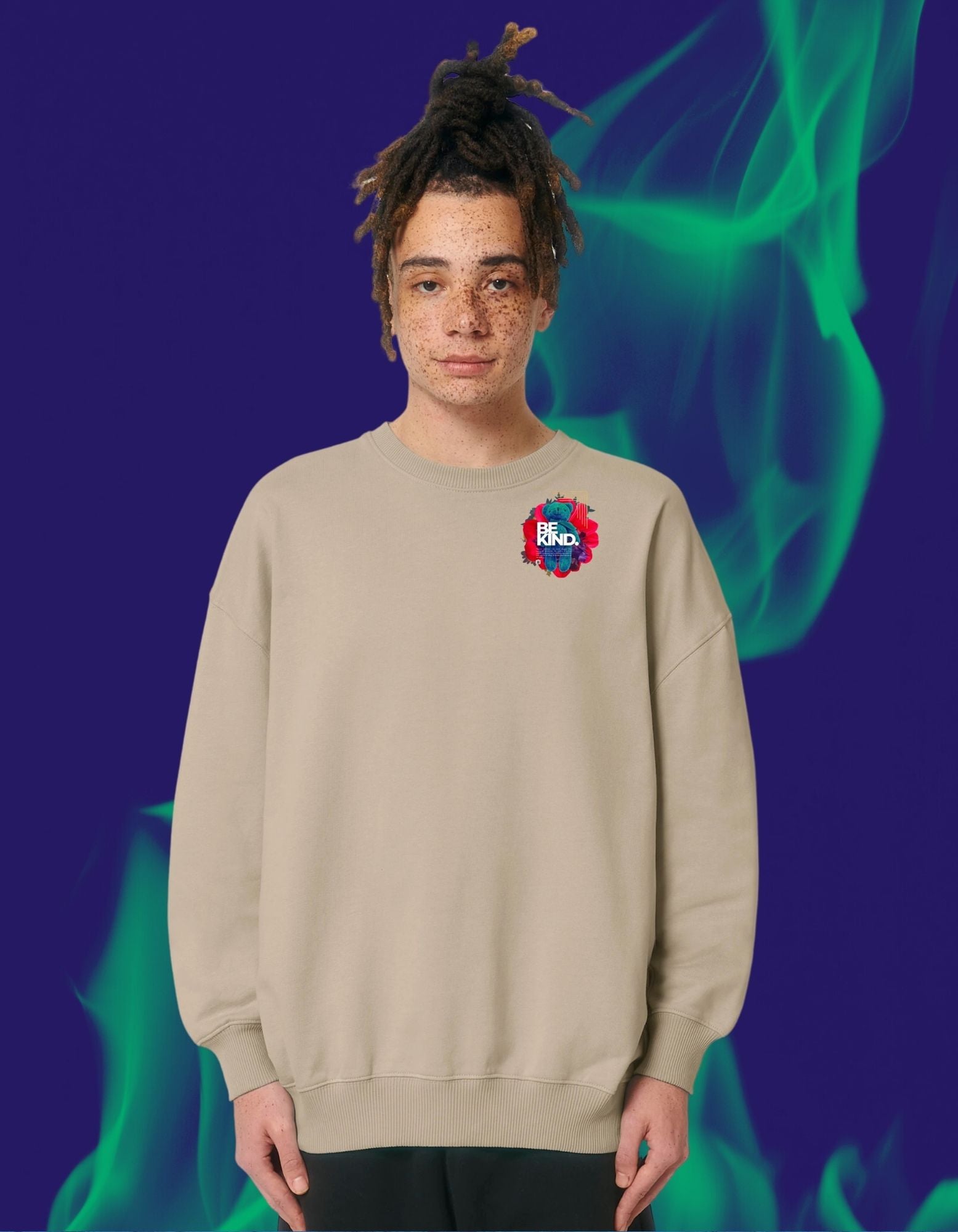 Uniseks boxy premium sweater JalaJala - Be kind - JalaJala Artshop