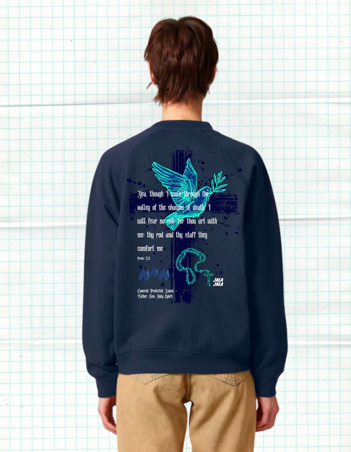 Valley of the Shadow – Navy Uniseks Sweater Wegwijzerkampen - JalaJala Artshop