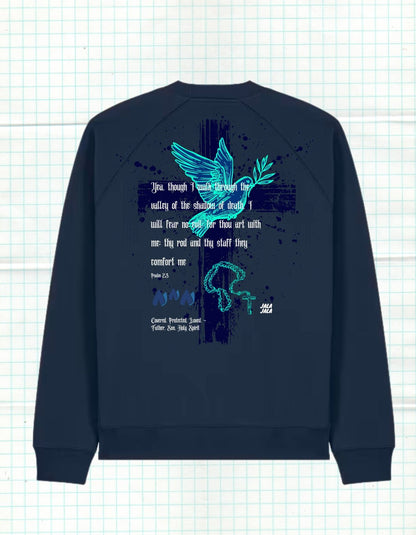 Valley of the Shadow – Navy Uniseks Sweater Wegwijzerkampen - JalaJala Artshop