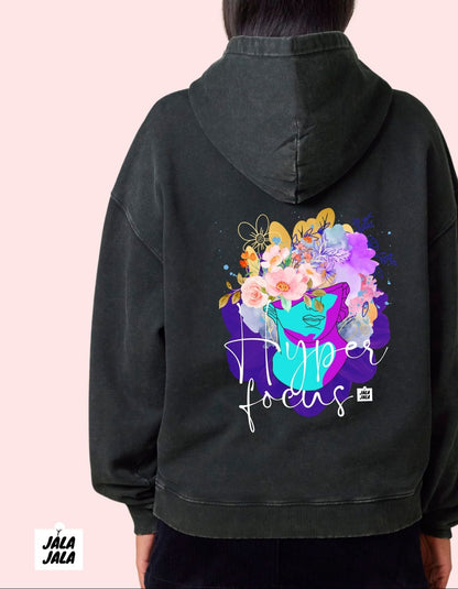 Vintage Black Hoodie Oversized – Hyperfocus: Waar Creativiteit en Stijl Samenkomen - JalaJala Artshop