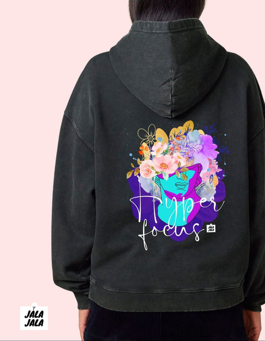 Vintage Black Hoodie Oversized – Hyperfocus: Waar Creativiteit en Stijl Samenkomen - JalaJala Artshop
