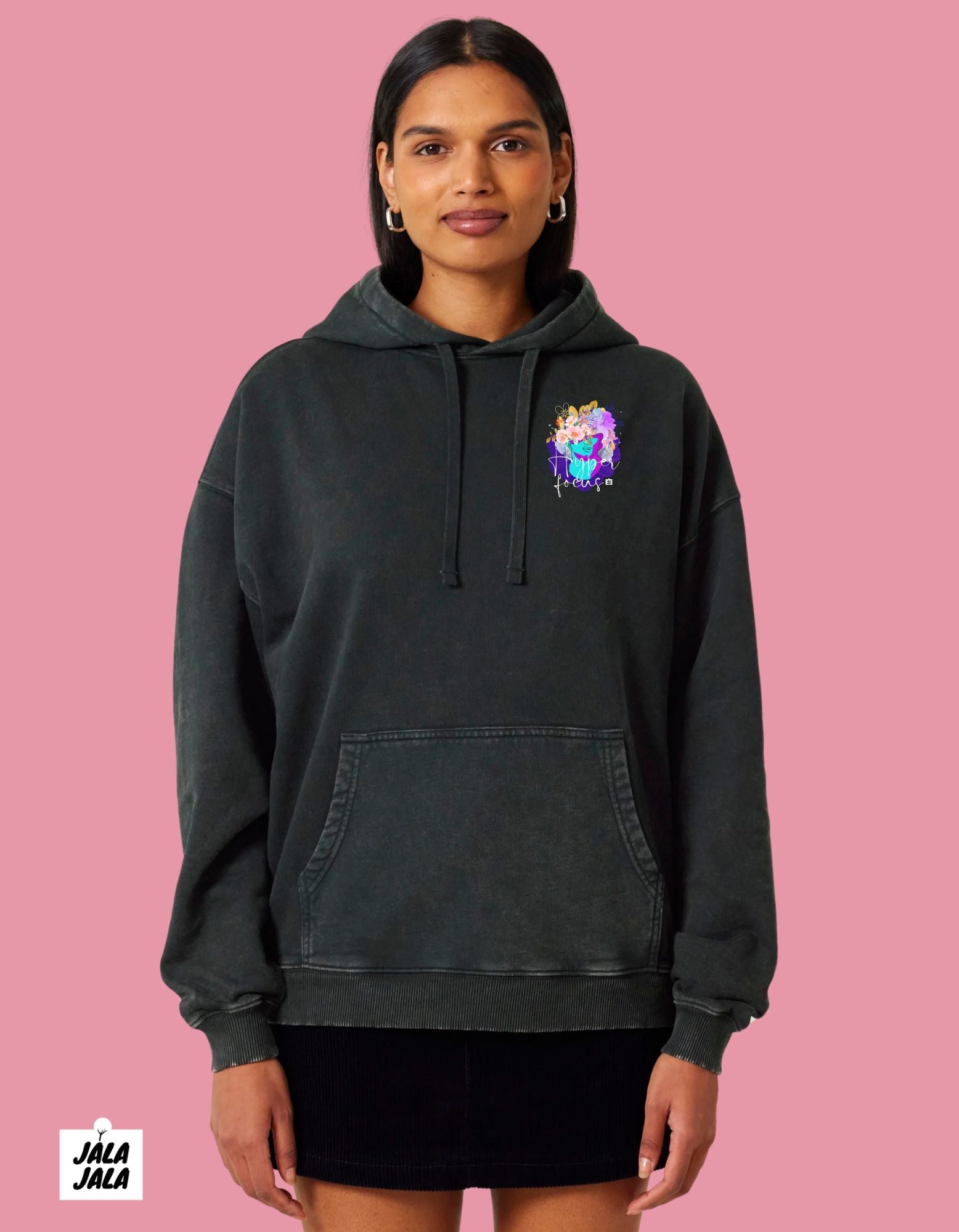 Vintage Black Hoodie Oversized – Hyperfocus: Waar Creativiteit en Stijl Samenkomen - JalaJala Artshop