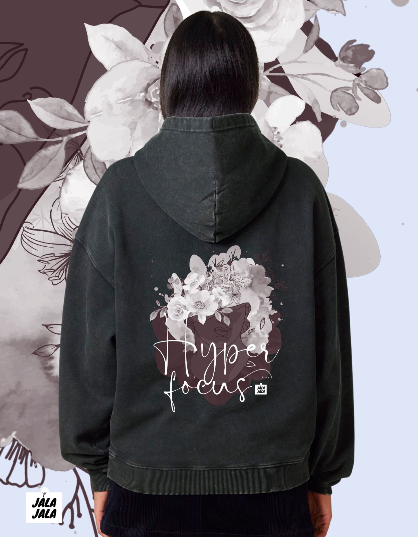 Vintage Black Hoodie Oversized – Hyperfocus: Waar Creativiteit en Stijl Samenkomen - JalaJala Artshop