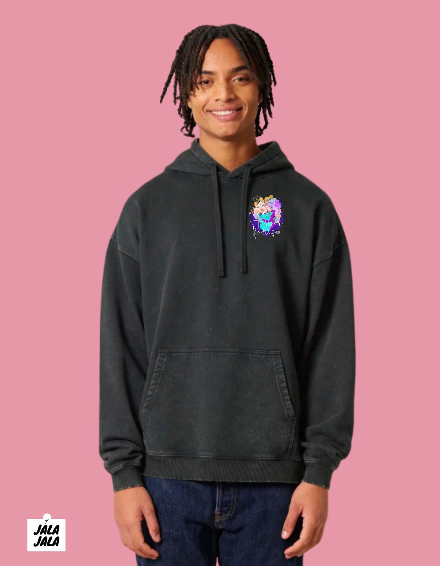 Vintage Black Hoodie Oversized – Hyperfocus: Waar Creativiteit en Stijl Samenkomen - JalaJala Artshop