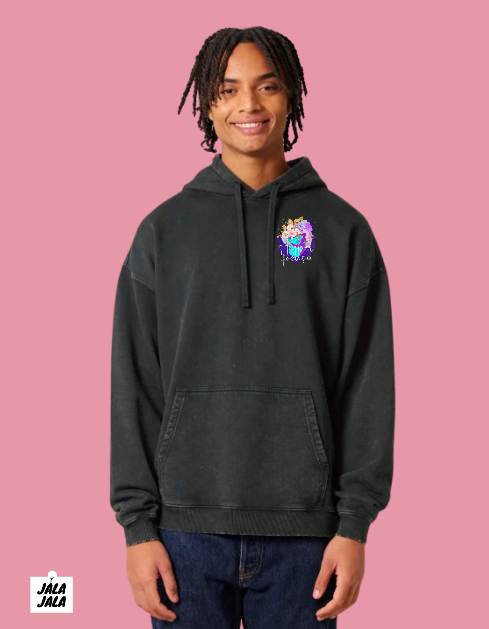 Vintage Black Hoodie Oversized – Hyperfocus: Waar Creativiteit en Stijl Samenkomen - JalaJala Artshop