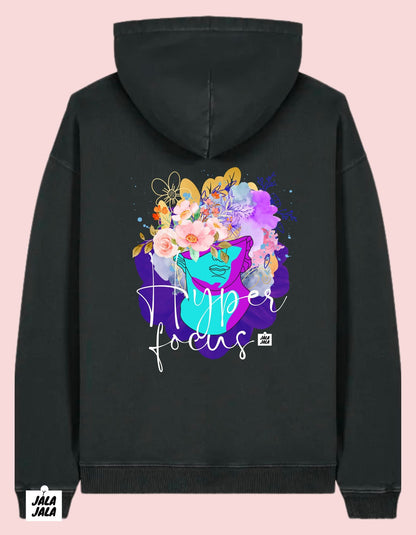Vintage Black Hoodie Oversized – Hyperfocus: Waar Creativiteit en Stijl Samenkomen - JalaJala Artshop