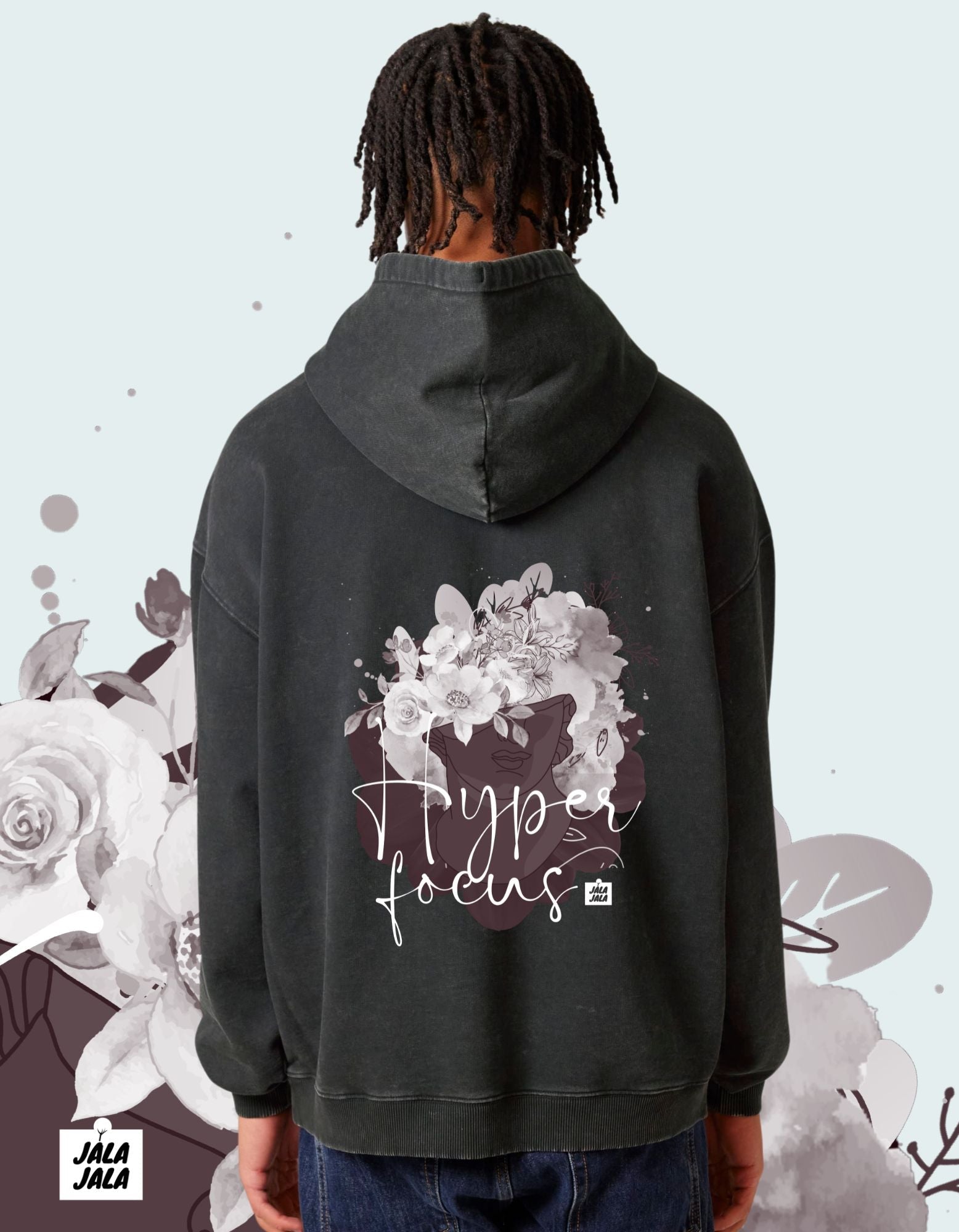 Vintage Black Hoodie Oversized – Hyperfocus: Waar Creativiteit en Stijl Samenkomen - JalaJala Artshop