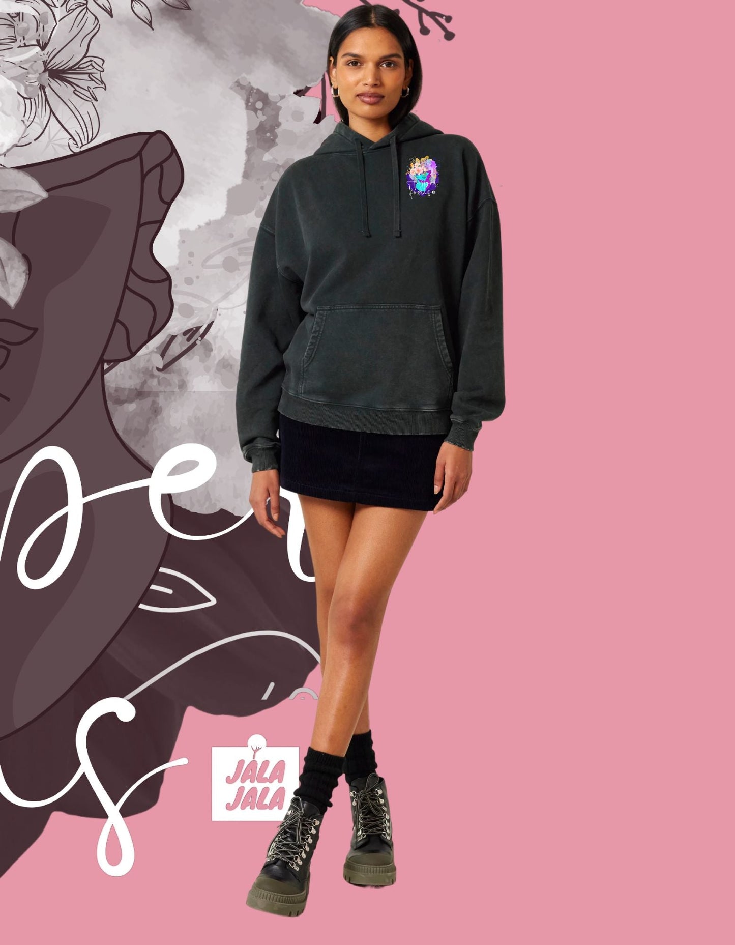 Vintage Black Hoodie Oversized – Hyperfocus: Waar Creativiteit en Stijl Samenkomen - JalaJala Artshop