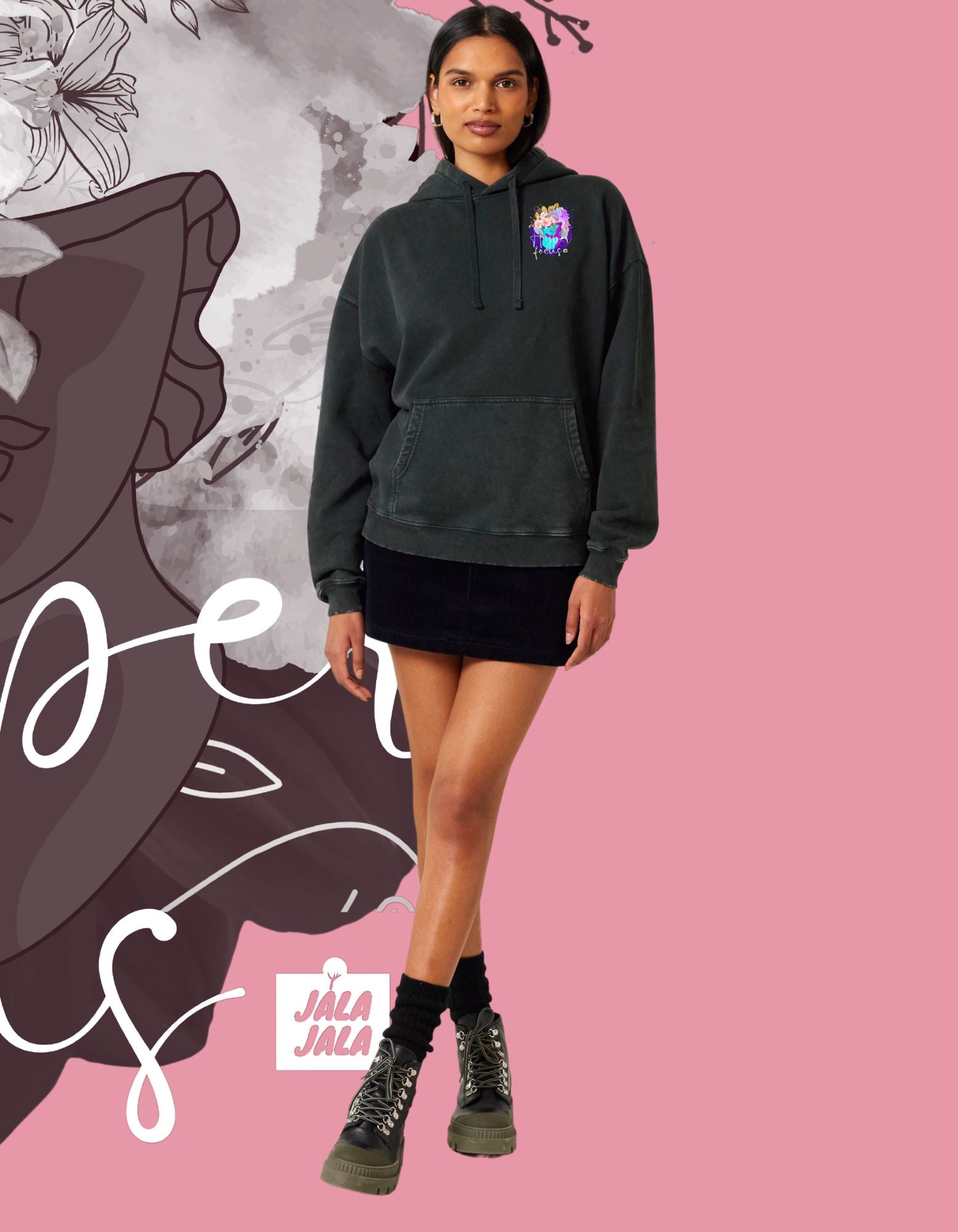Vintage Black Hoodie Oversized – Hyperfocus: Waar Creativiteit en Stijl Samenkomen - JalaJala Artshop