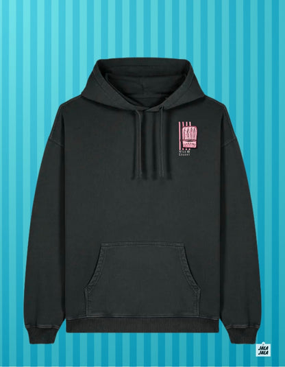 Vintage oversized Black Hoodie - Sardines Wild caught - JalaJala Artshop