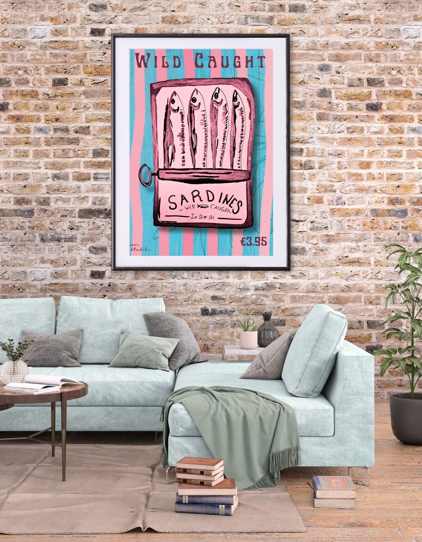 Wild sardines kunst poster - Hand getekend, digitaal print - JalaJala Artshop