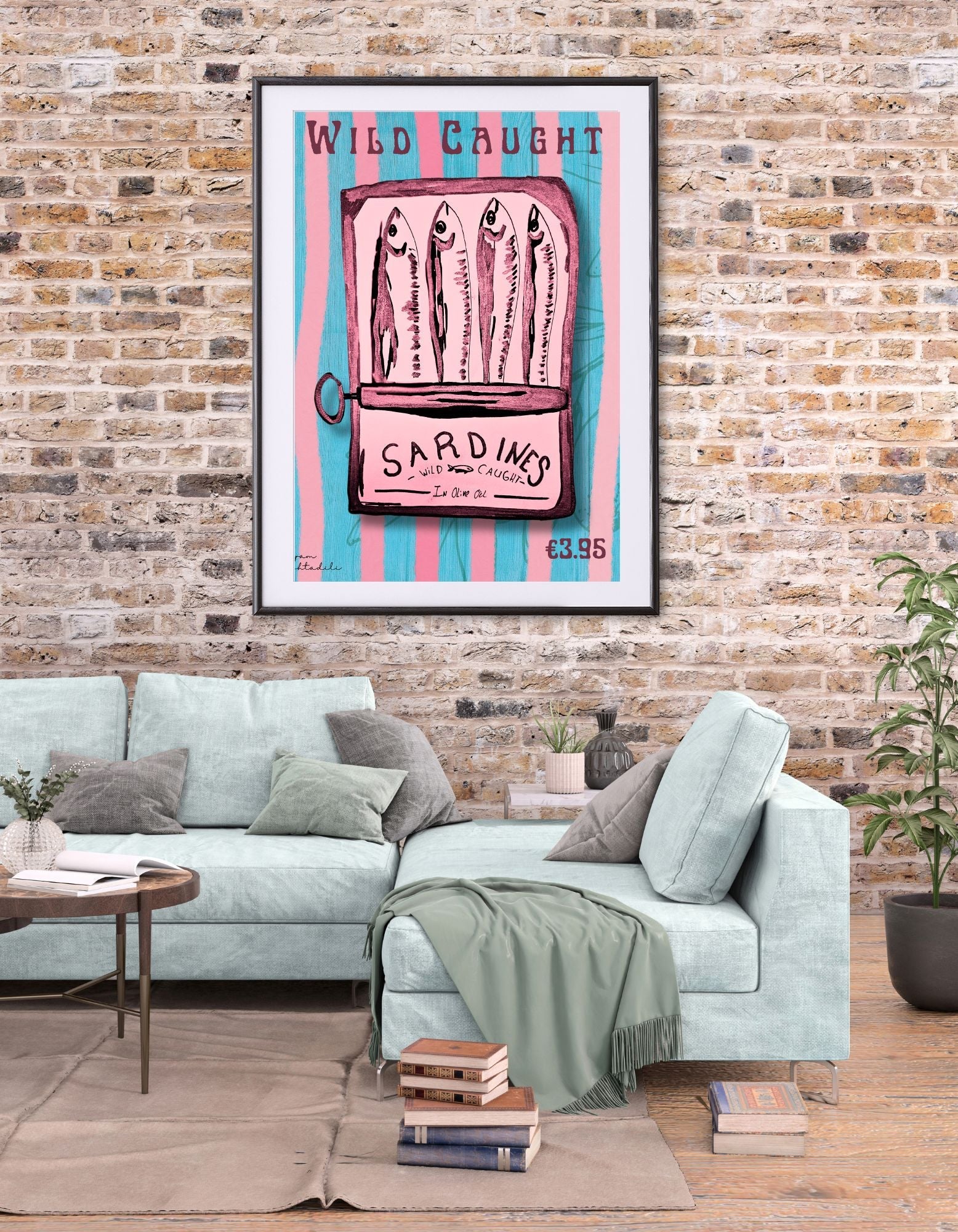Wild sardines kunst poster - Hand getekend, digitaal print - JalaJala Artshop