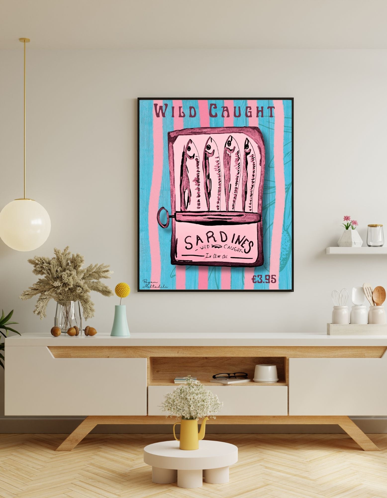 Wild sardines kunst poster - Hand getekend, digitaal print - JalaJala Artshop