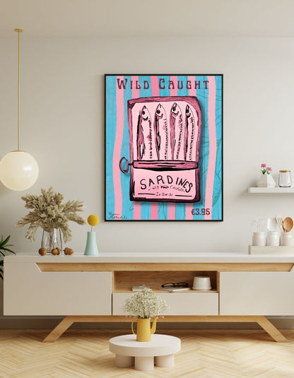 Wild sardines kunst poster - Hand getekend, digitaal print - JalaJala Artshop