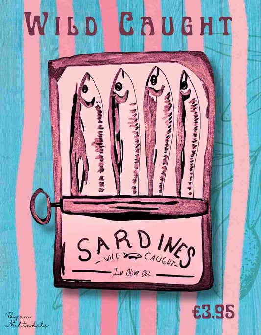Wild sardines kunst poster - Hand getekend, digitaal print - JalaJala Artshop